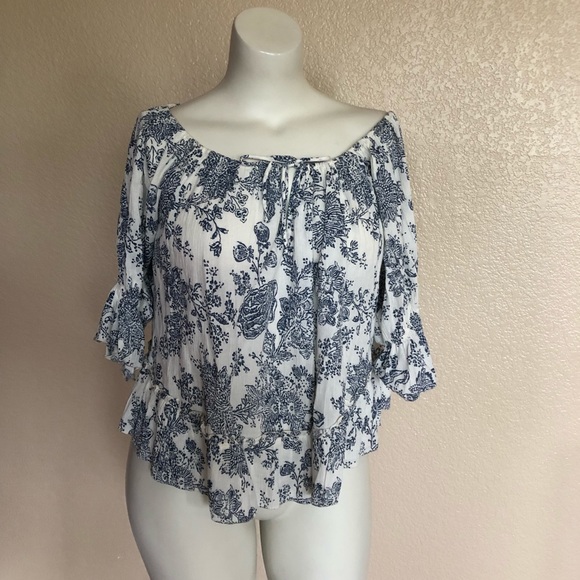 Denim & Supply Ralph Lauren Ruffle Peasant Top S - Picture 1 of 8